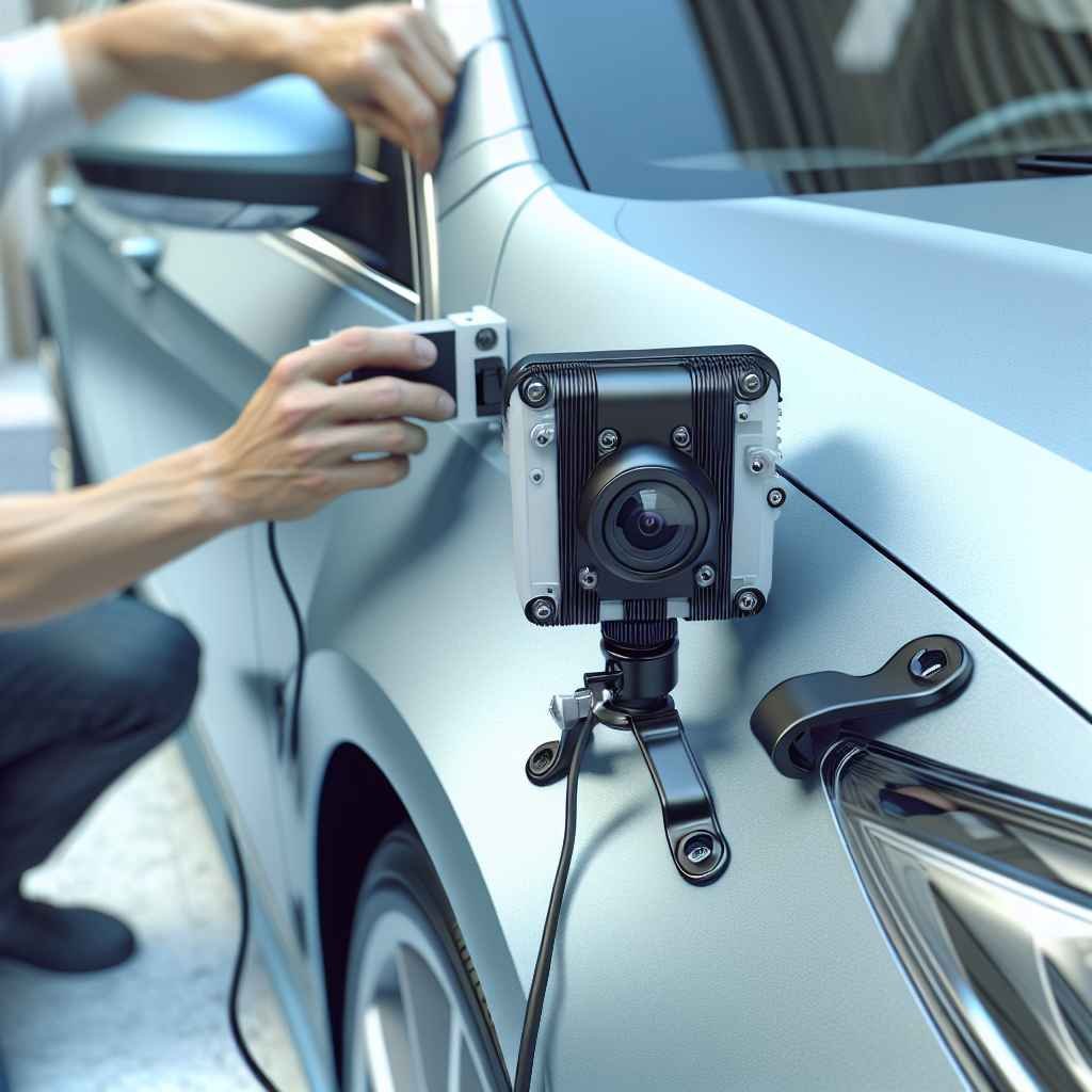 Instalacija senzora ili kamere za vožnju unatrag na automobilu.