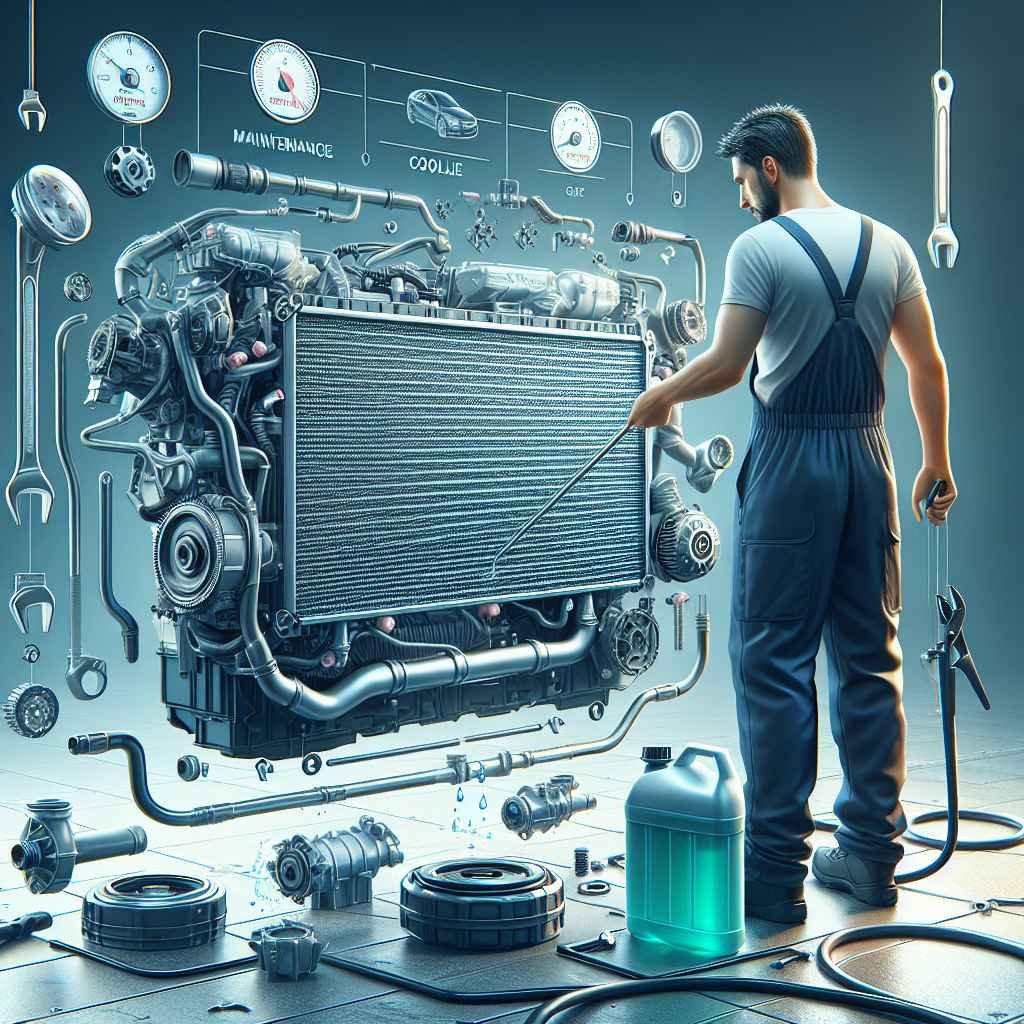 Motor: dijelovi hlađenja, tekućina, oznake održavanja, sigurnosni postupci.