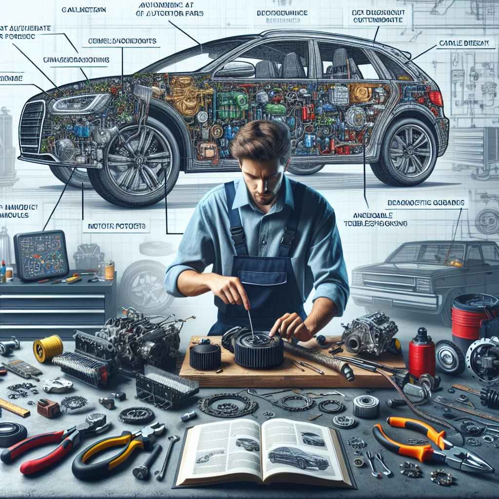 Motorni dijelovi, alati, dijagnostički uređaji, kvarovi, upute, mehaničar.