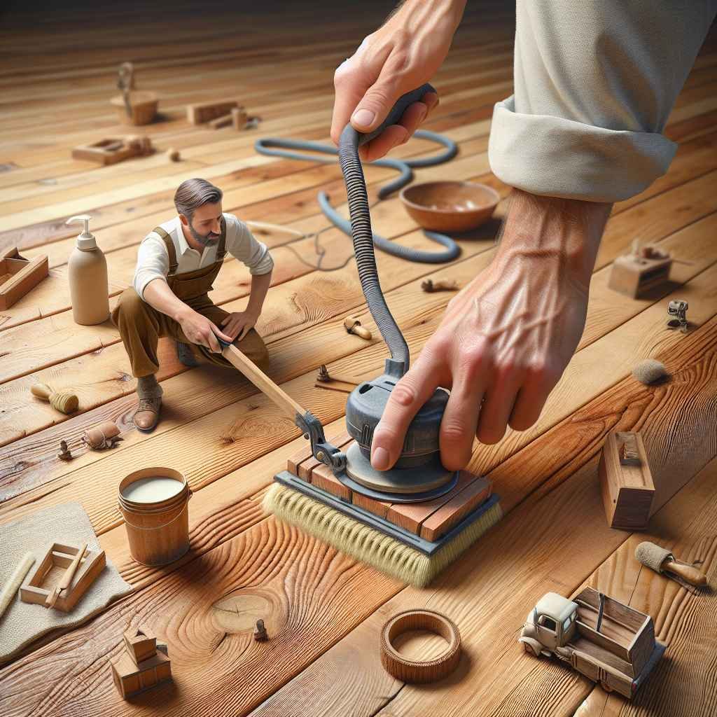 Obnavljanje starih drvenih podova brušenjem, čišćenjem i lakiranjem za novi sjaj.