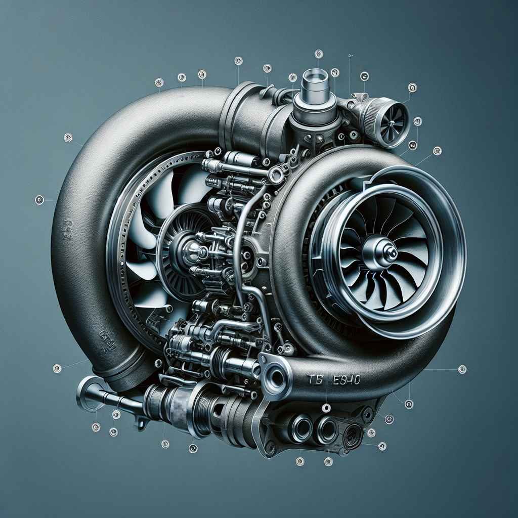 Slika prikazuje turbopunjač s oznakama na kritičnim točkama problema.