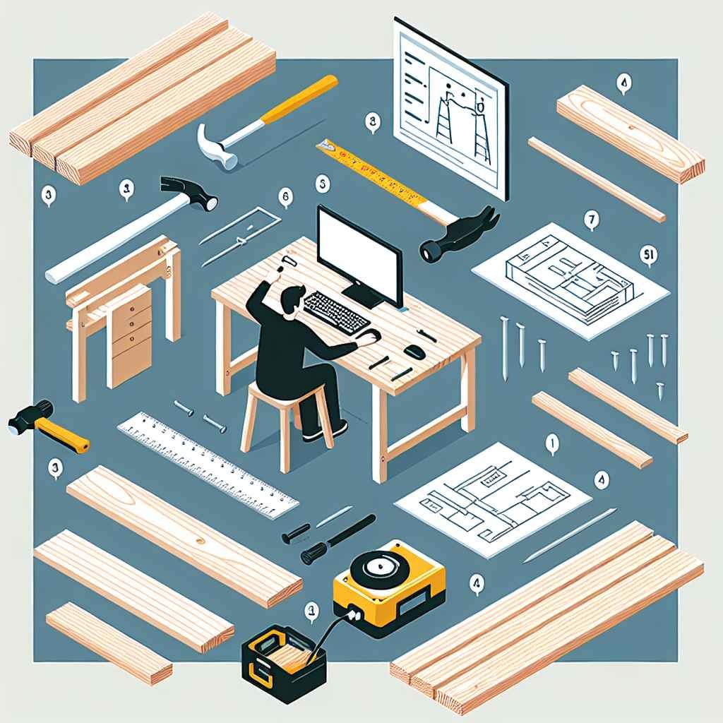 Upute i materijali za izradu drvenog stola za računalo kod kuće.