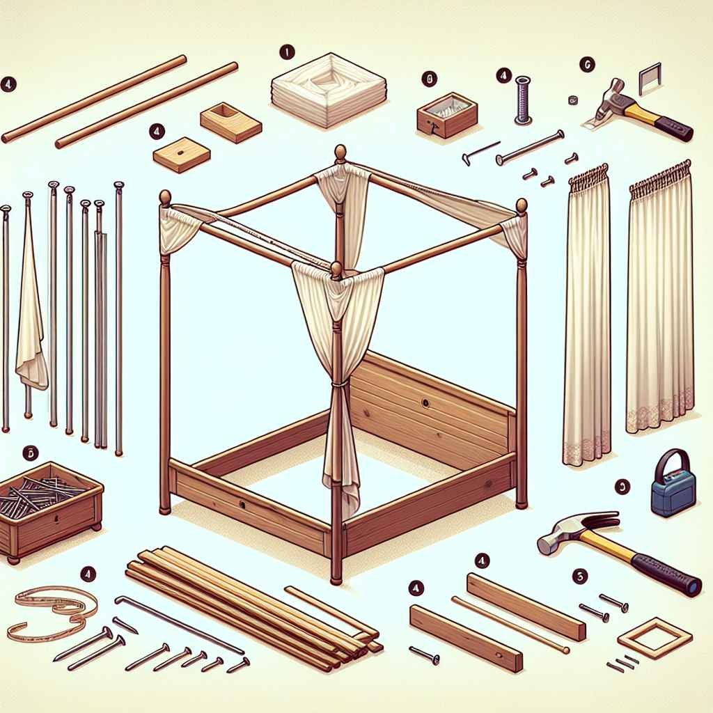 Upute za izradu jednostavnog baldahina za krevet s materijalima i koracima.